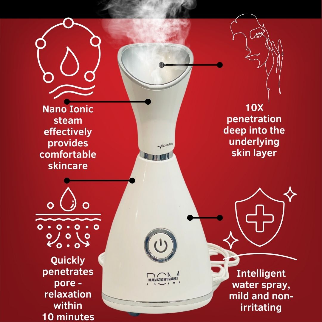 Nano Ionic Facial Steamer - Hydrate, Nourish and Rejuvenate Your Skin with Powerful Mist and Deep Penetration - Realm Concept Market