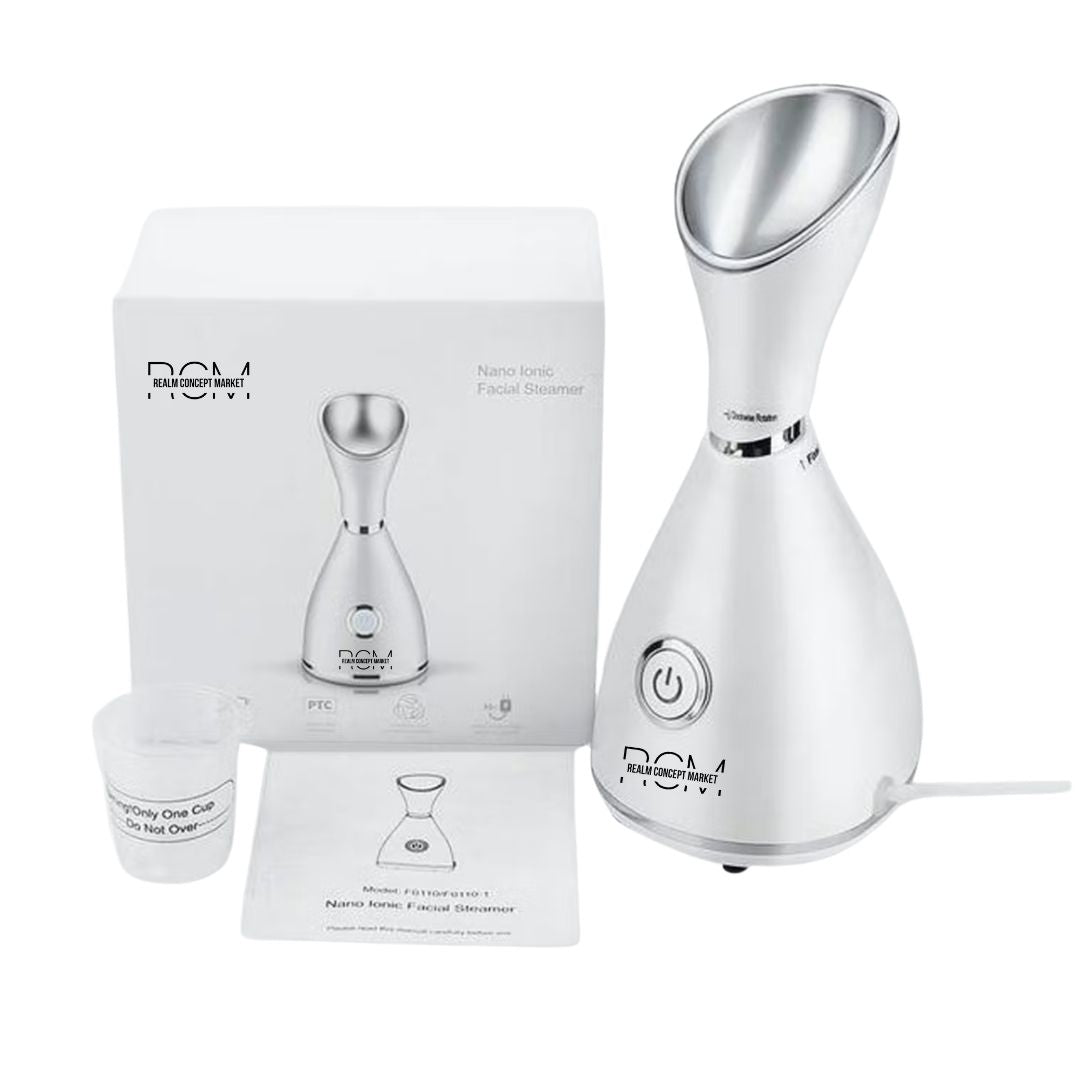 Nano-Ionic Steamer with Facial Massager Bundle - Portable and