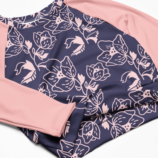 Realm In Bloom Recycled Long-Sleeve Swim Crop Top - Realm Concept Market