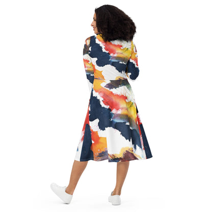 REALM | Splash Long Sleeve Midi Dress - Realm Concept Market