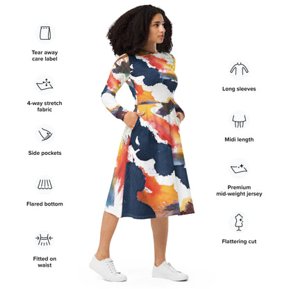 REALM | Splash Long Sleeve Midi Dress - Realm Concept Market