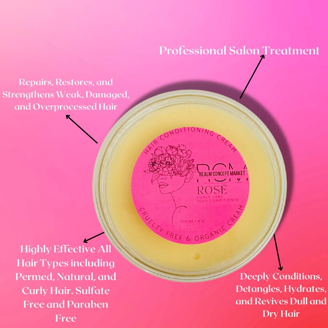 Rose Conditioning Creme - Nourish and Revitalize Your Hair with Organic Rose Essential Oil - Chemical-Free, Cruelty-Free, and Ethically-Sourced - Realm Concept Market