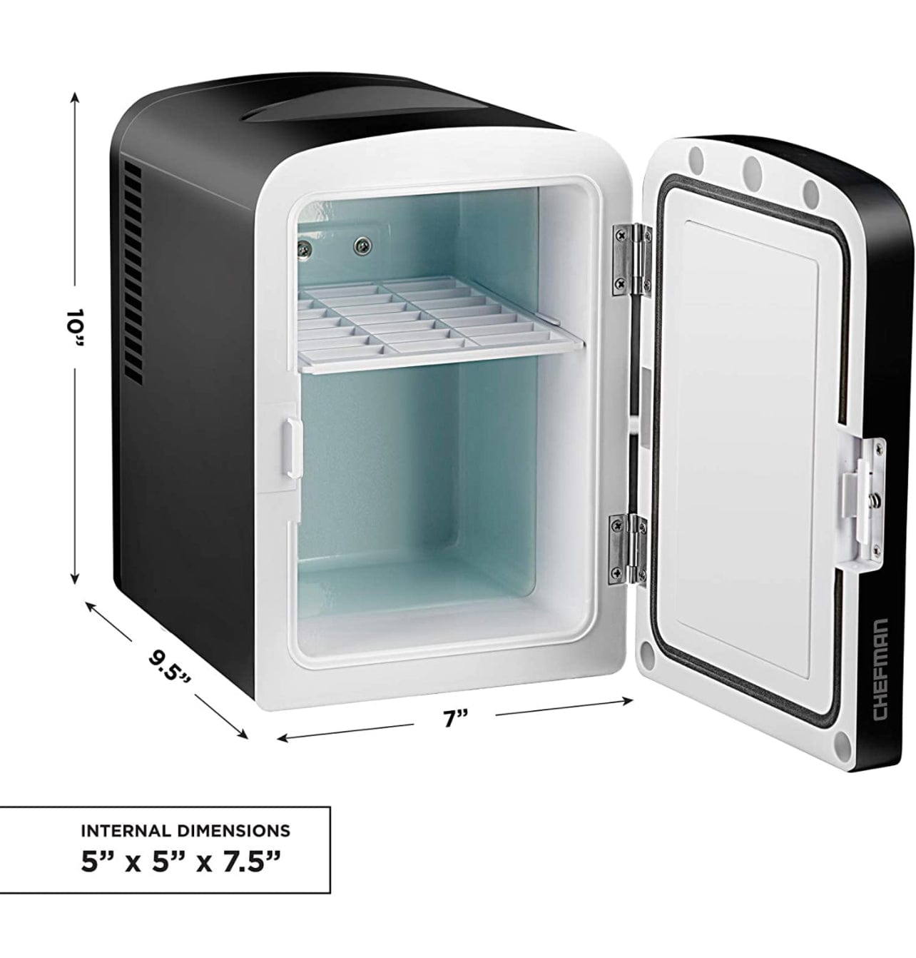 SkinFridge Chefman Portable Mirrored Beauty Fridge With LED Lighting 4 Liter Mini Refrigerator, Skin Care, Makeup Storage, w/Mirror & Light | Realm Concept Market - Realm Concept Market