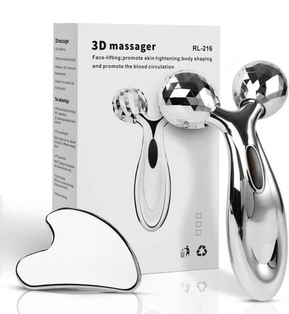 Stainless Steel Gua Sha and Facial Massager Set - Enhance Your Skin's Radiance and Relaxation with Microcurrent Technology - Realm Concept Market
